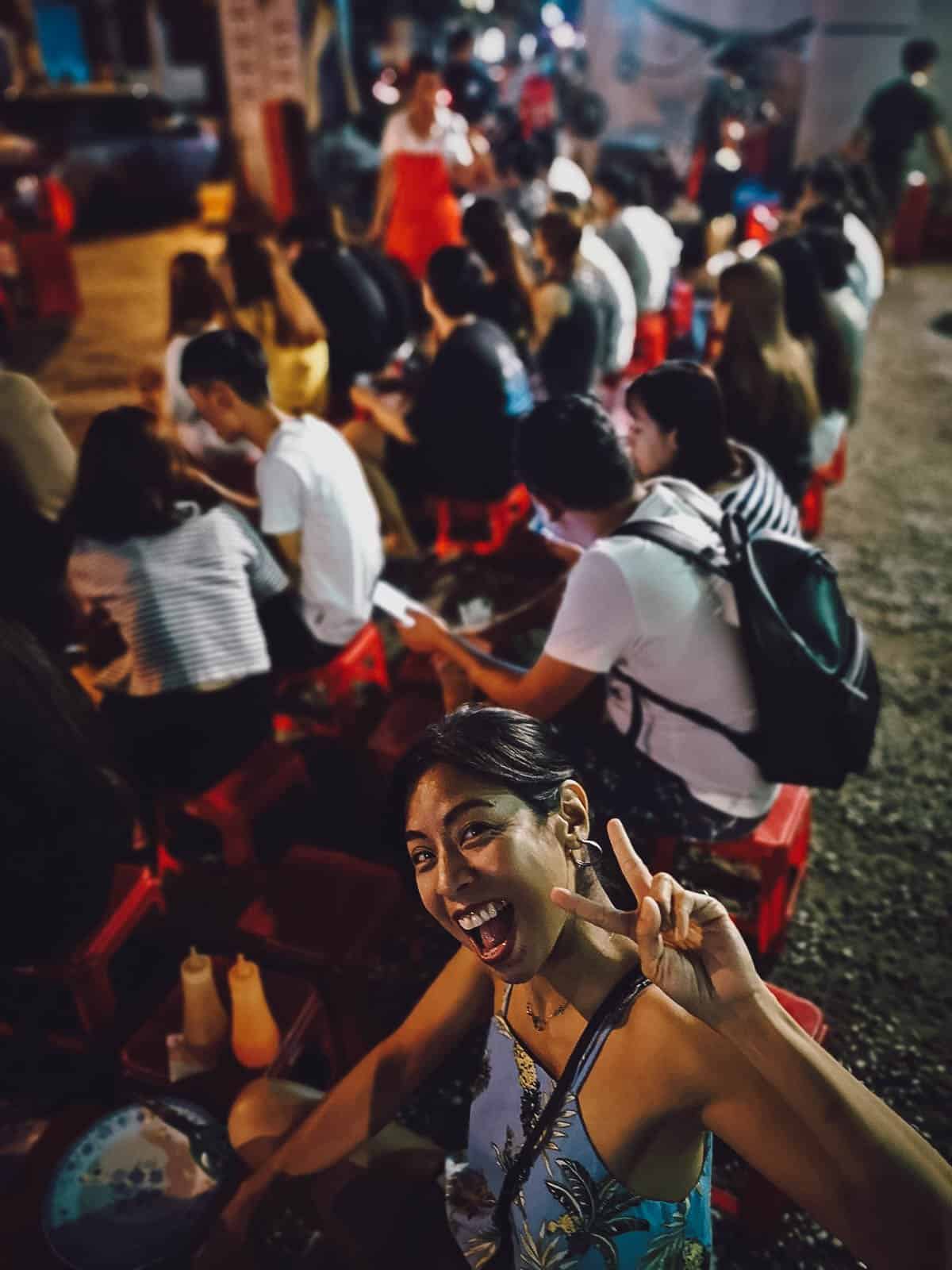 People eating street food