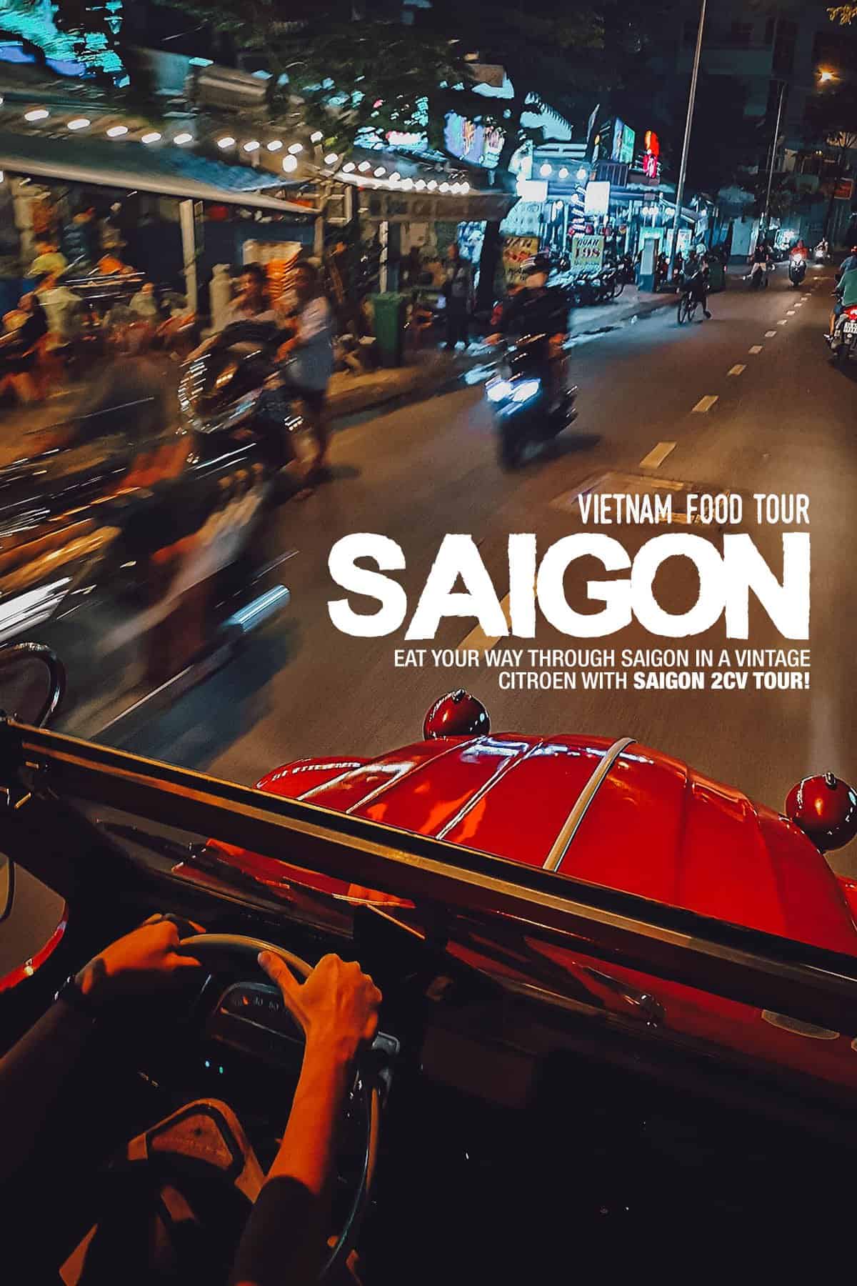 Exploring Saigon in a top-down vintage Citroen 2CV