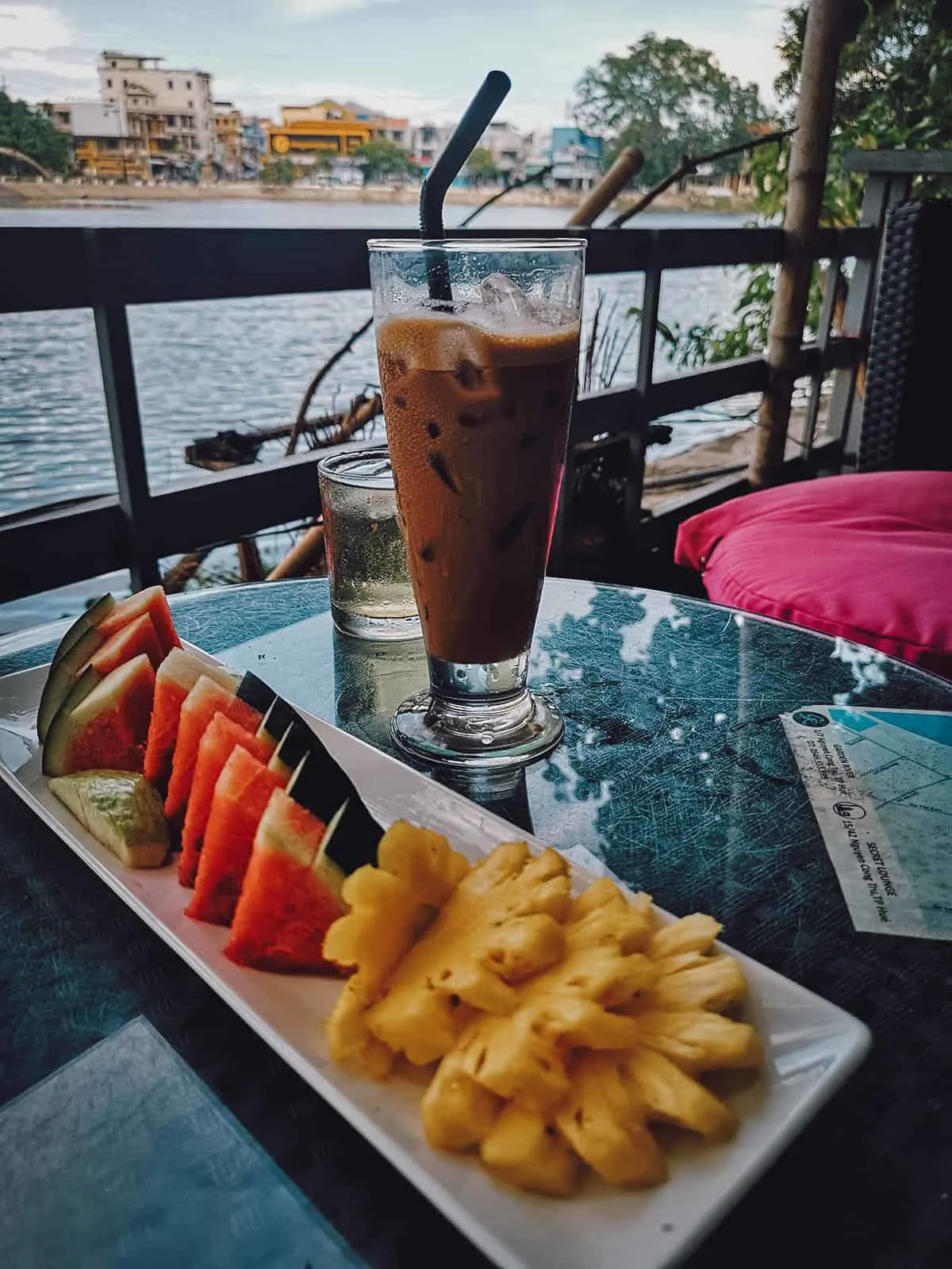 Milk coffee at Quán Cà Phê Sông Xanh in Hue, Vietnam