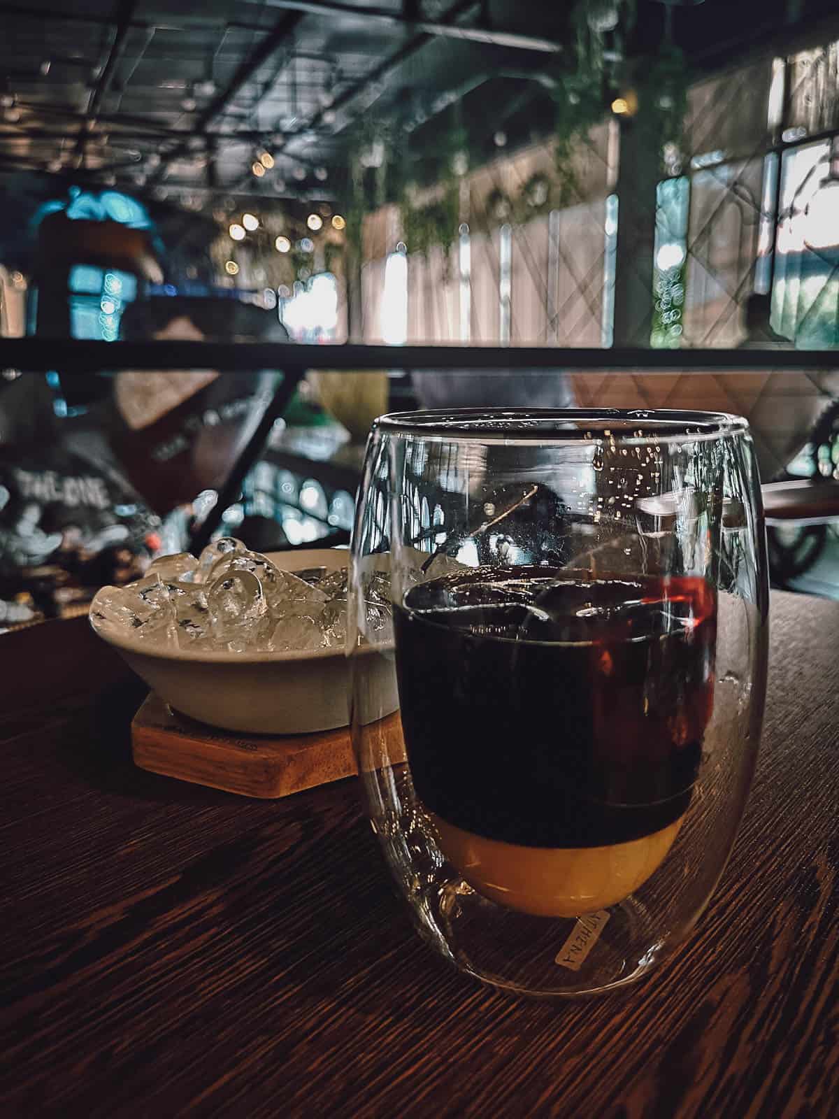 The One Coffee & Bakery, Hue, Vietnam Iced milk coffee