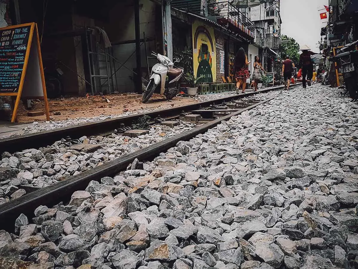 Train tracks in Hanoi, Vietnam
