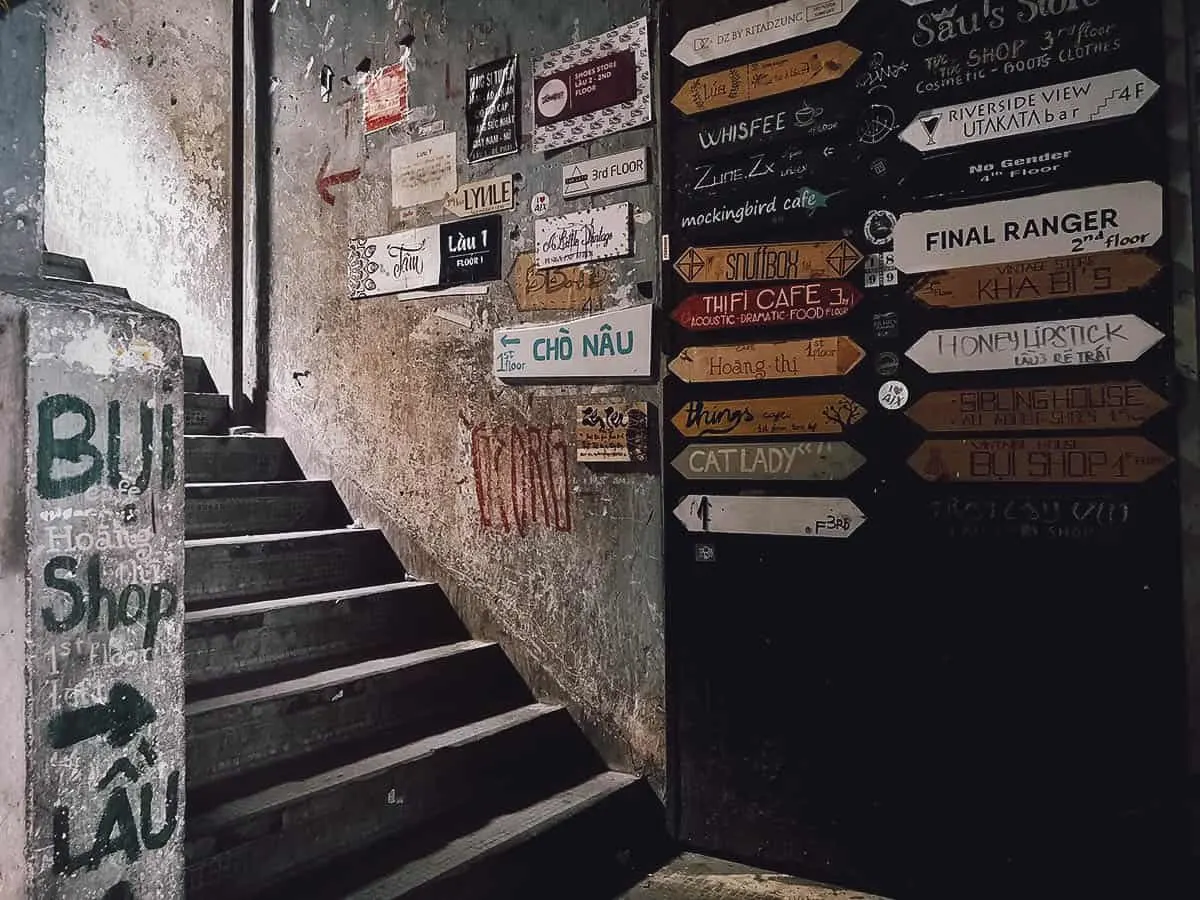Instagrammable Cafes in Saigon, Vietnam Stairwell inside the Ton That Dam building
