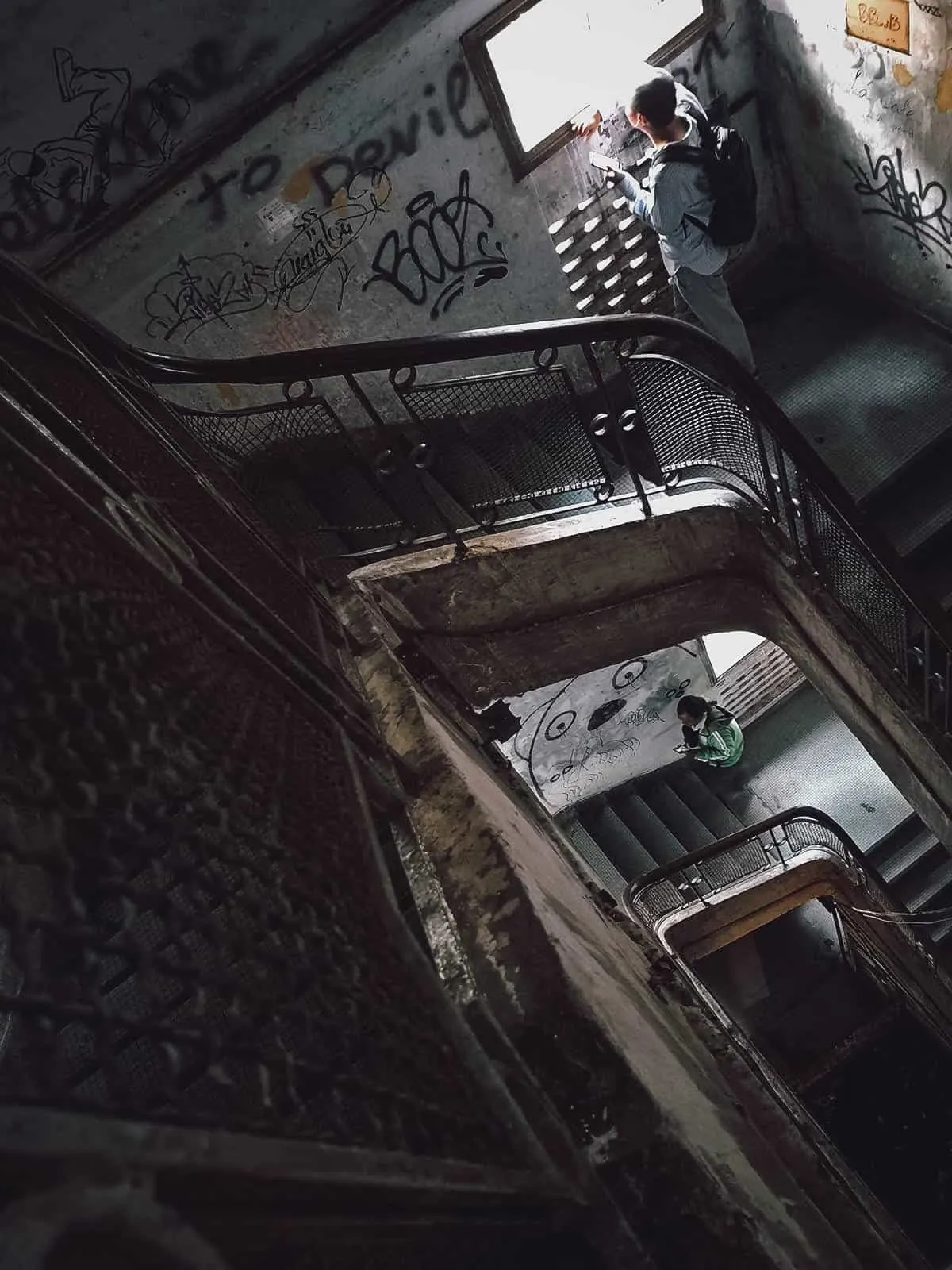 Instagrammable Cafes in Saigon, Vietnam Stairwell inside the Ton That Dam building