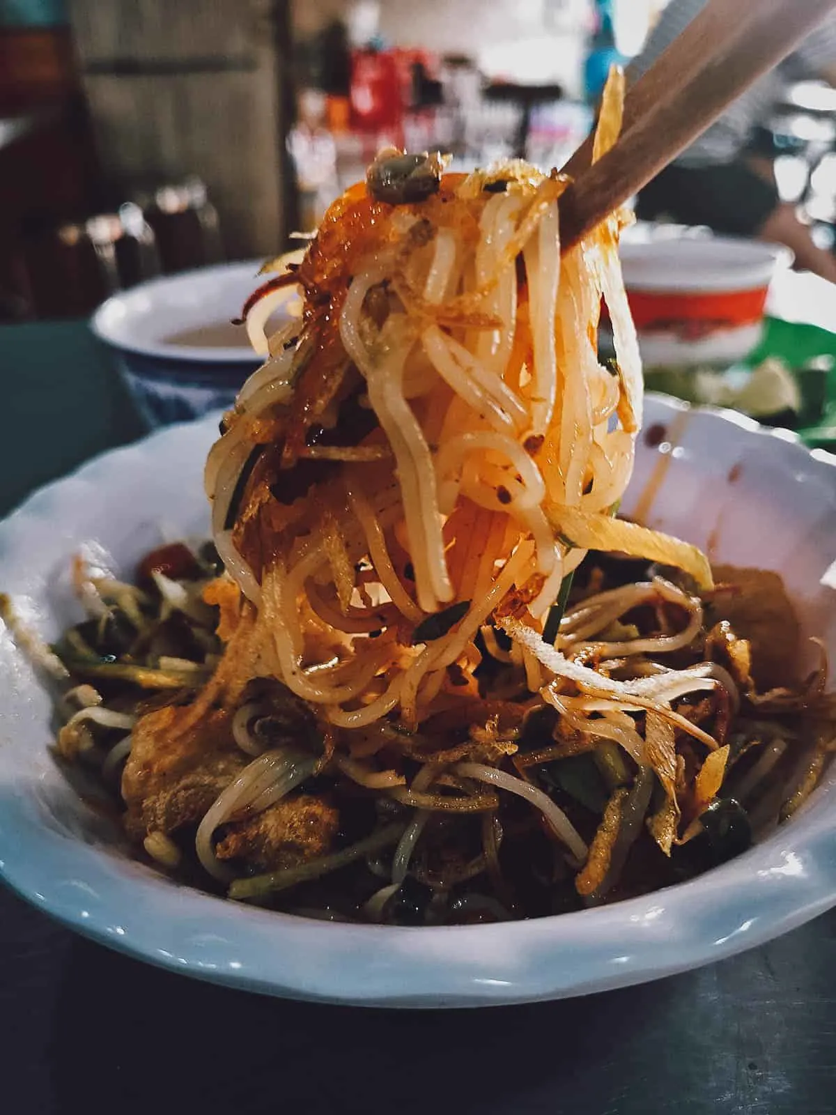 Bun hen at Ba Hoa restaurant in Hue, Vietnam