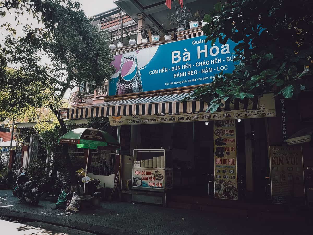Ba Hoa restaurant exterior in Hue, Vietnam