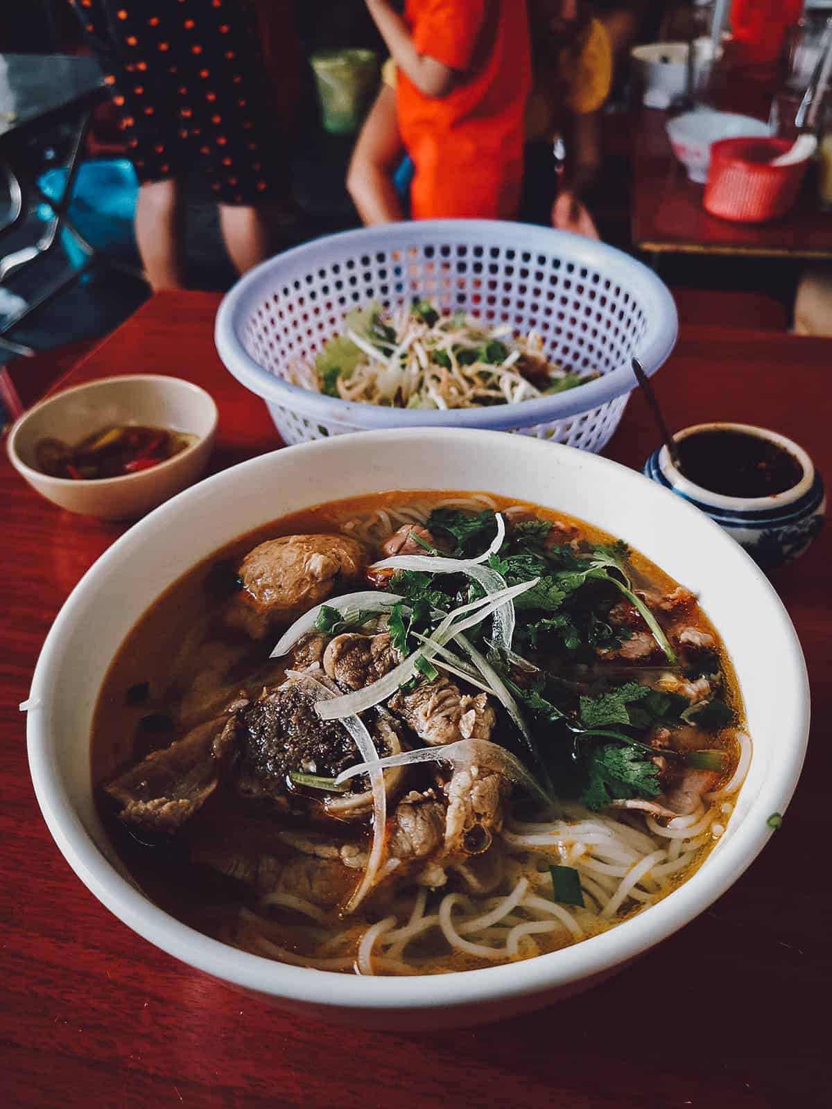 14 Must-Eat Restaurants & Street Food Stalls in Hue, Vietnam Bun bo at Hanh restaurant in Hue, Vietnam