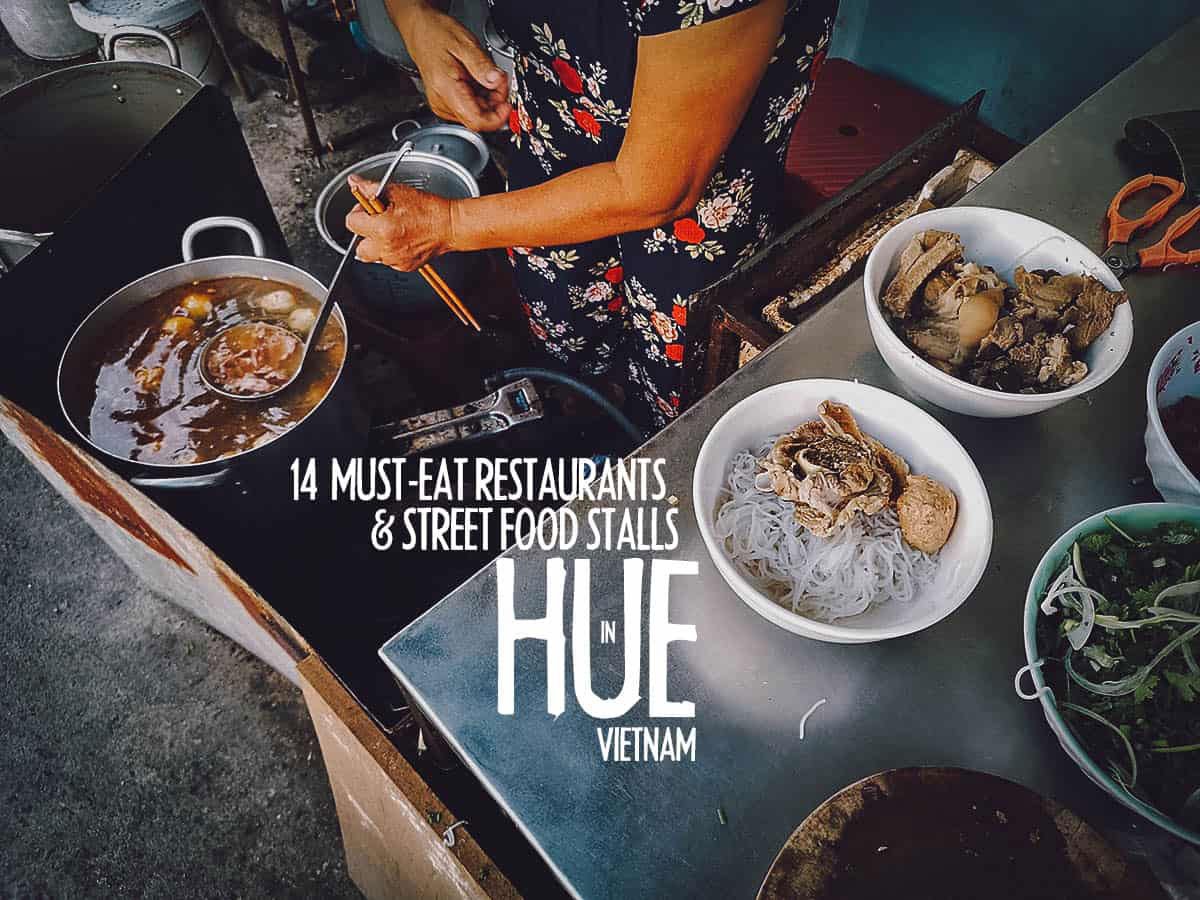 Woman preparing bowl og bun bo hue