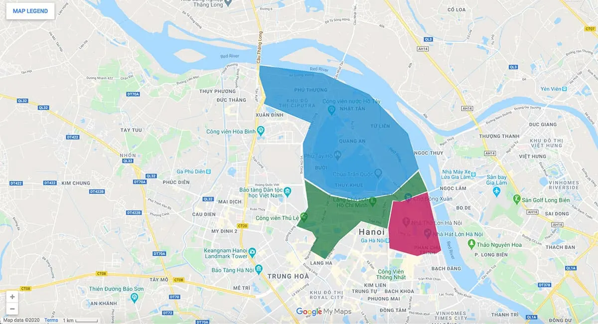 Hanoi area map