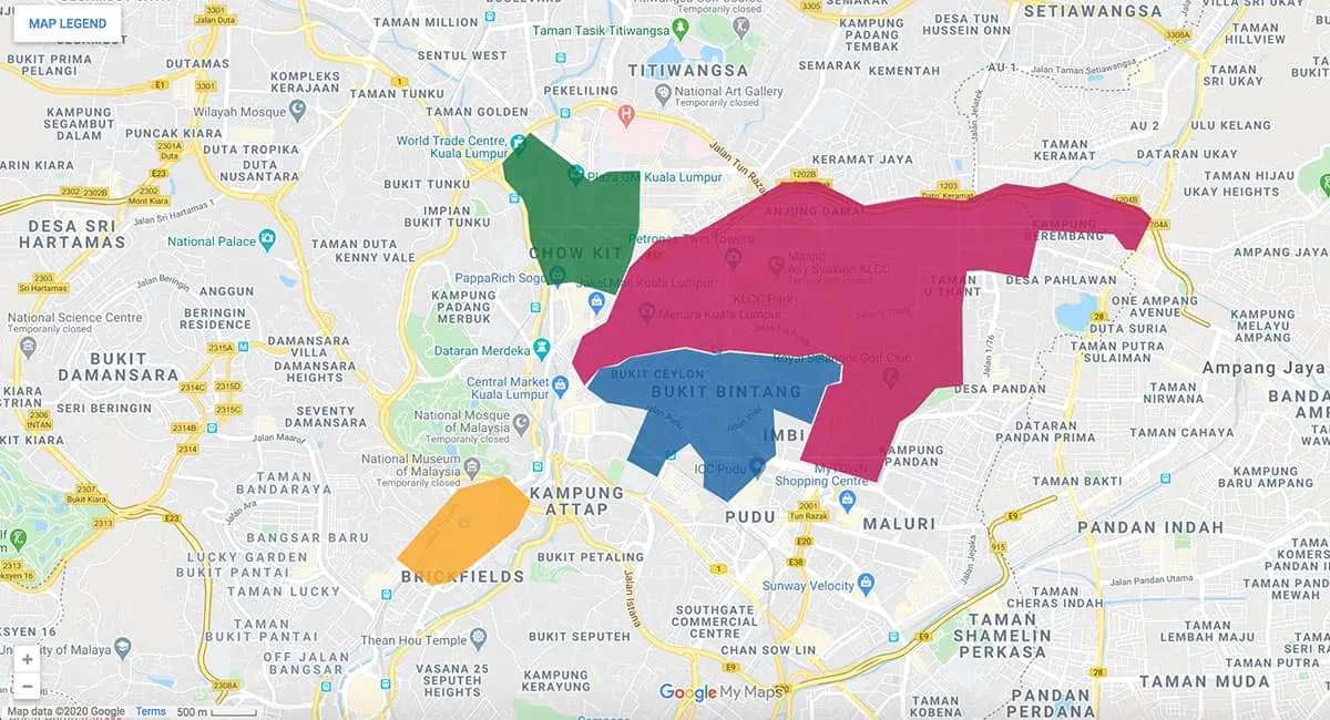 Where to Stay in Kuala Lumpur Kuala Lumpur area map