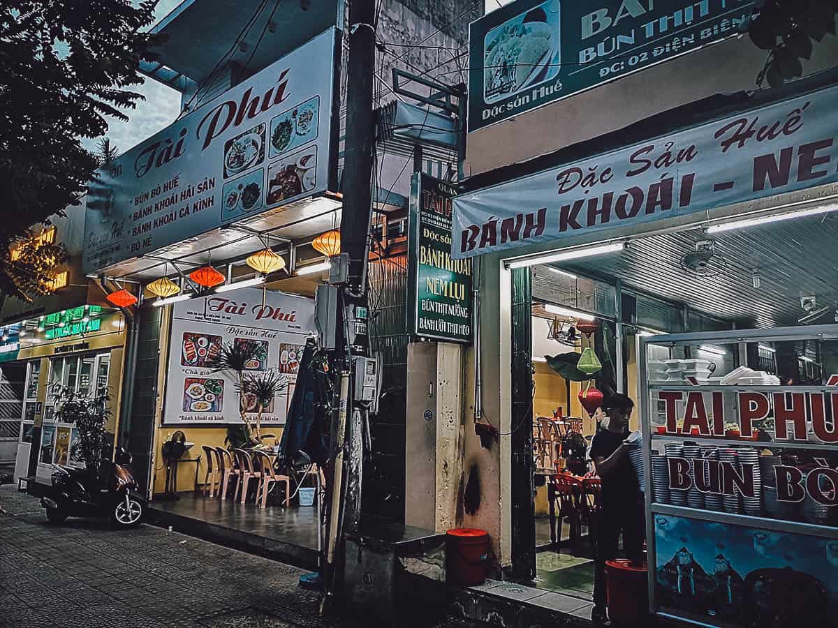 14 Must-Eat Restaurants & Street Food Stalls in Hue, Vietnam Tai Phu restaurant exterior in Hue, Vietnam