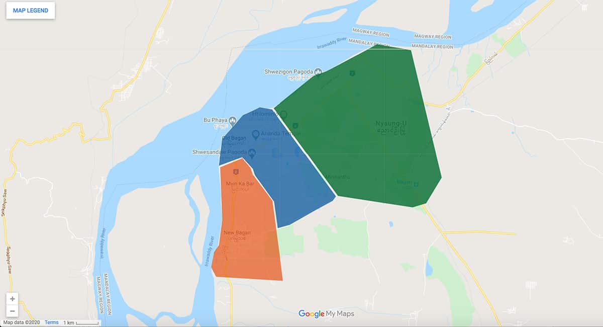 Bagan area map