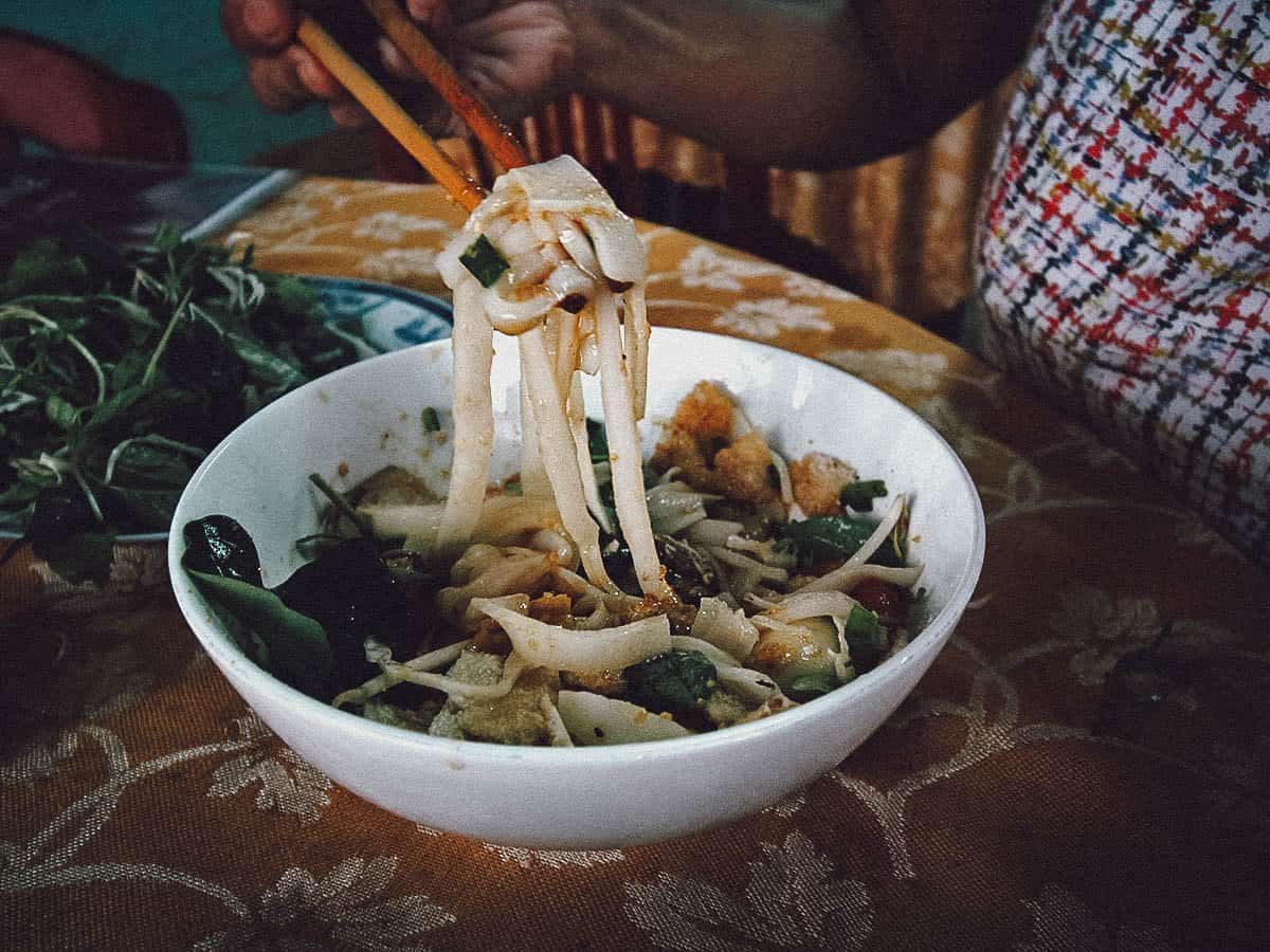 Mi quang noodles at My Quang Bich restaurant in Hoi An