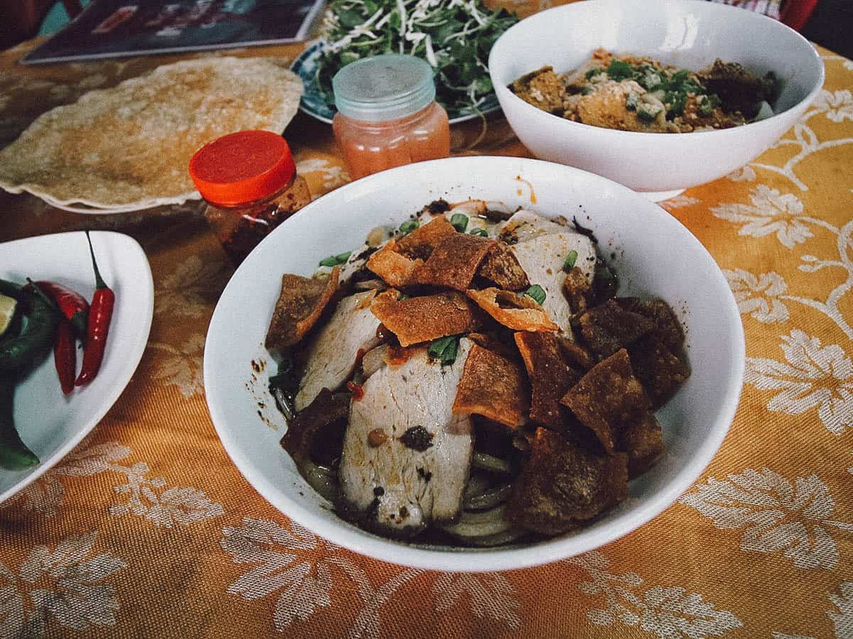 Cao lau at My Quang Bich restaurant in Hoi An, Vietnam