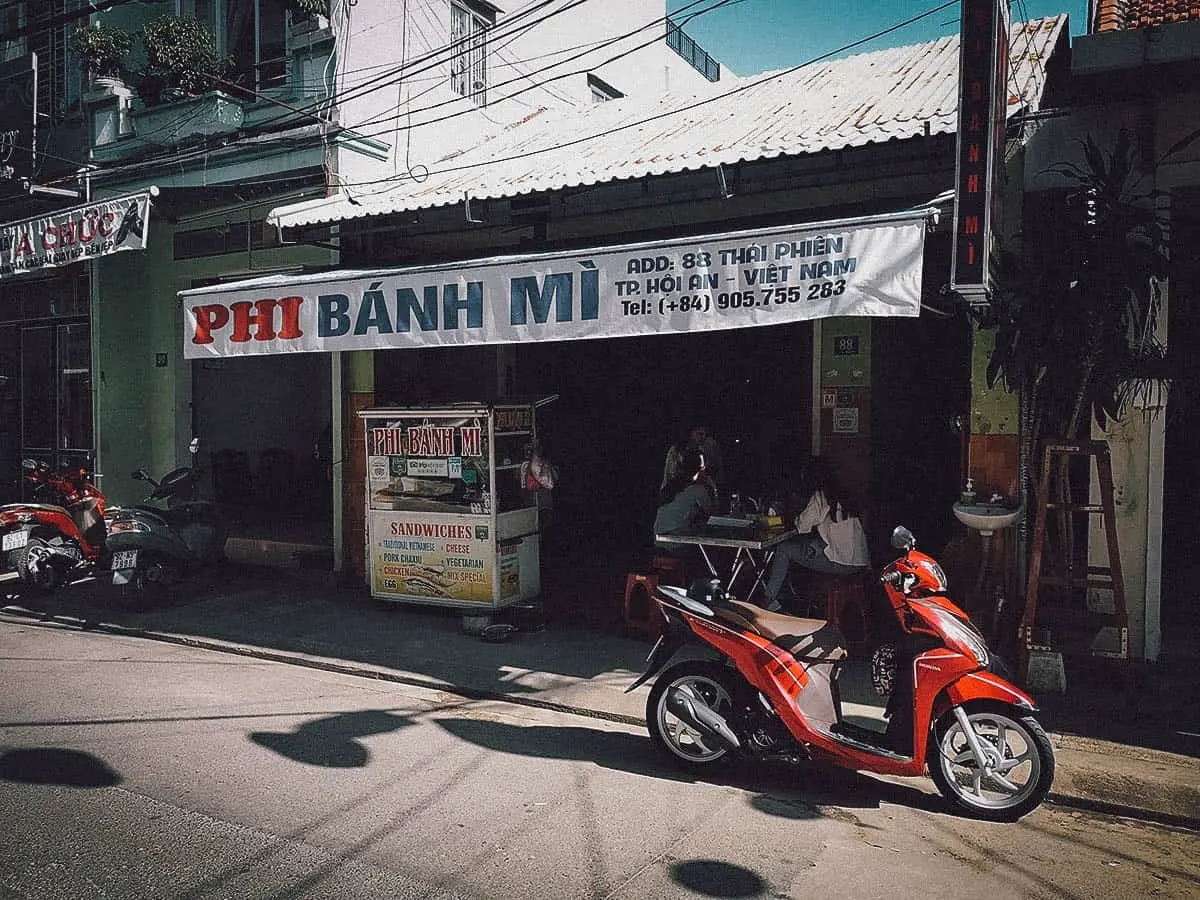 Phi Banh Mi restaurant exterior in Hoi An