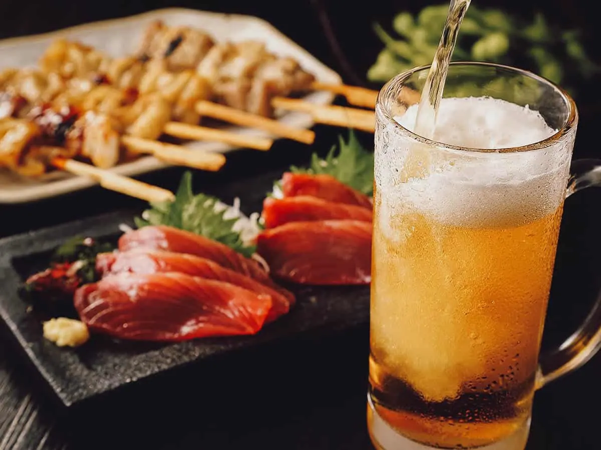 Beer and Japanese food