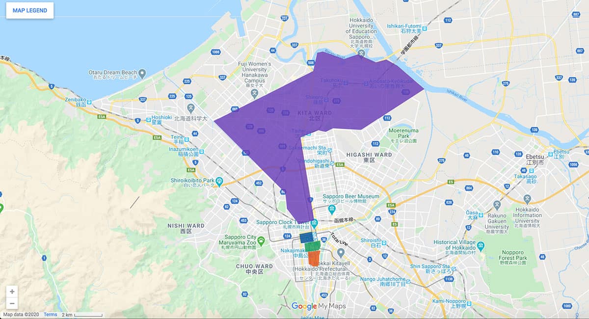 Sapporo area map