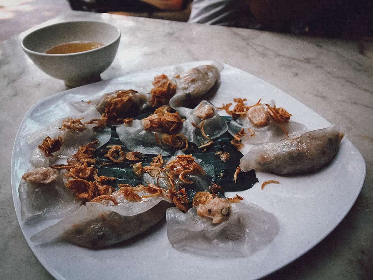 White rose dumplings at the White Rose Restaurant in Hoi An