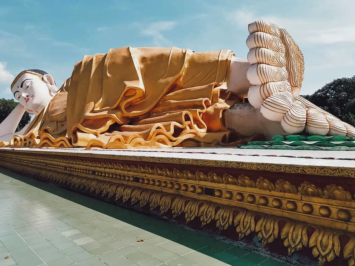 Giant reclining Buddha in Bago, Myanmar