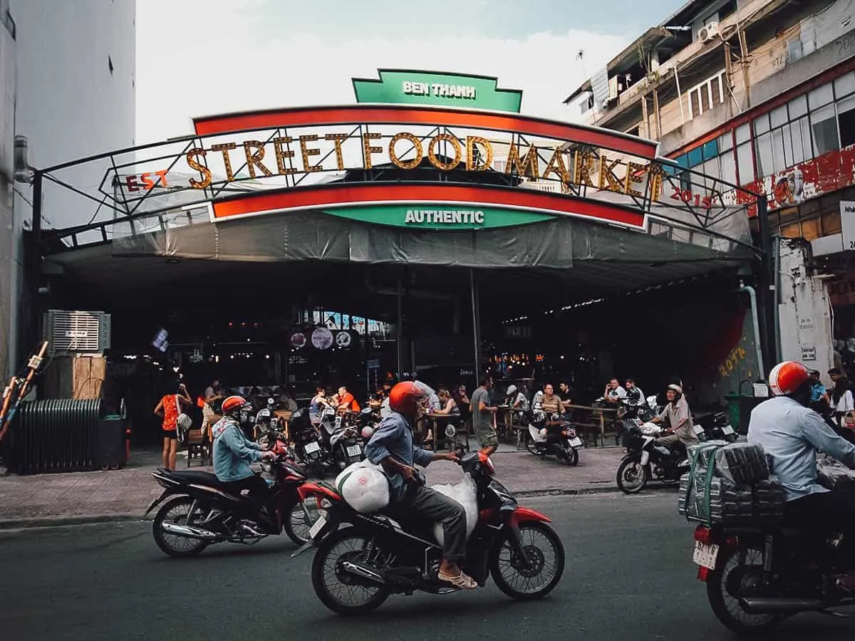 Ben Thanh Street Food Market exterior in Ho Chi Minh City