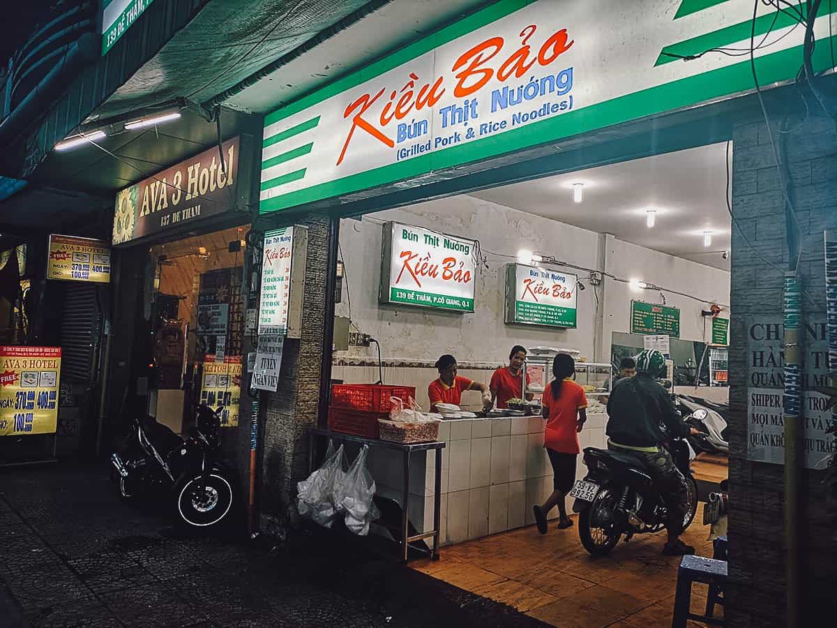 Bun Thit Nuong Kieu Bao restaurant exterior in Saigon