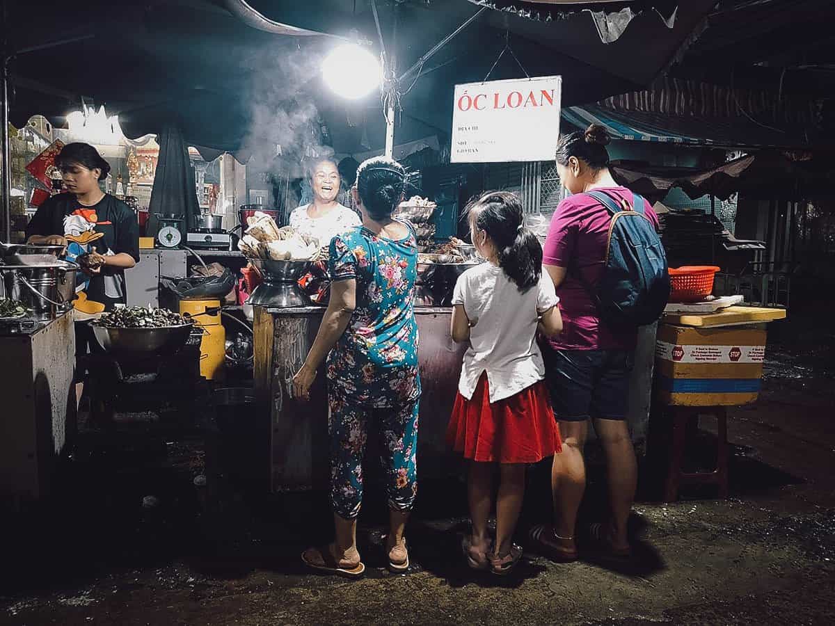 Dining area and street food stalls in Saigon