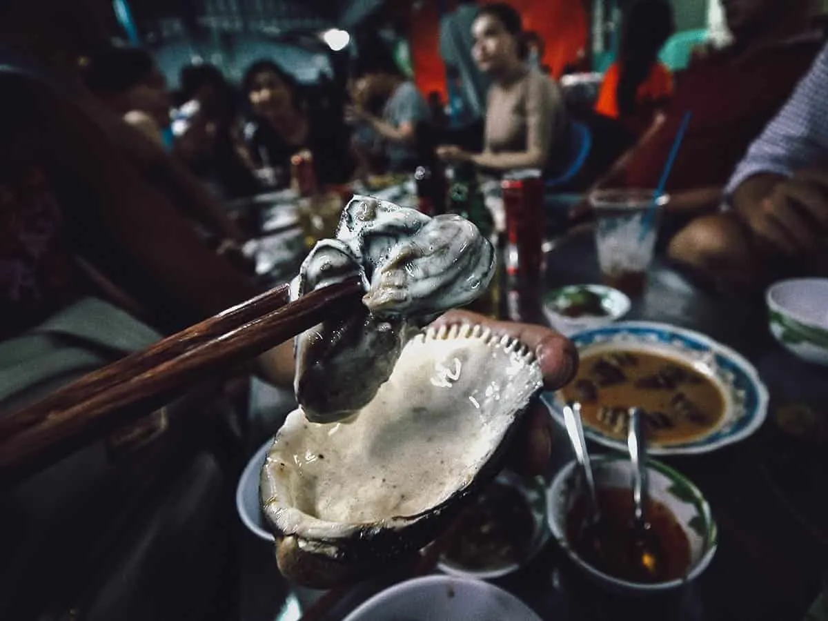 Oysters with cheese at Oc Oanh in Saigon