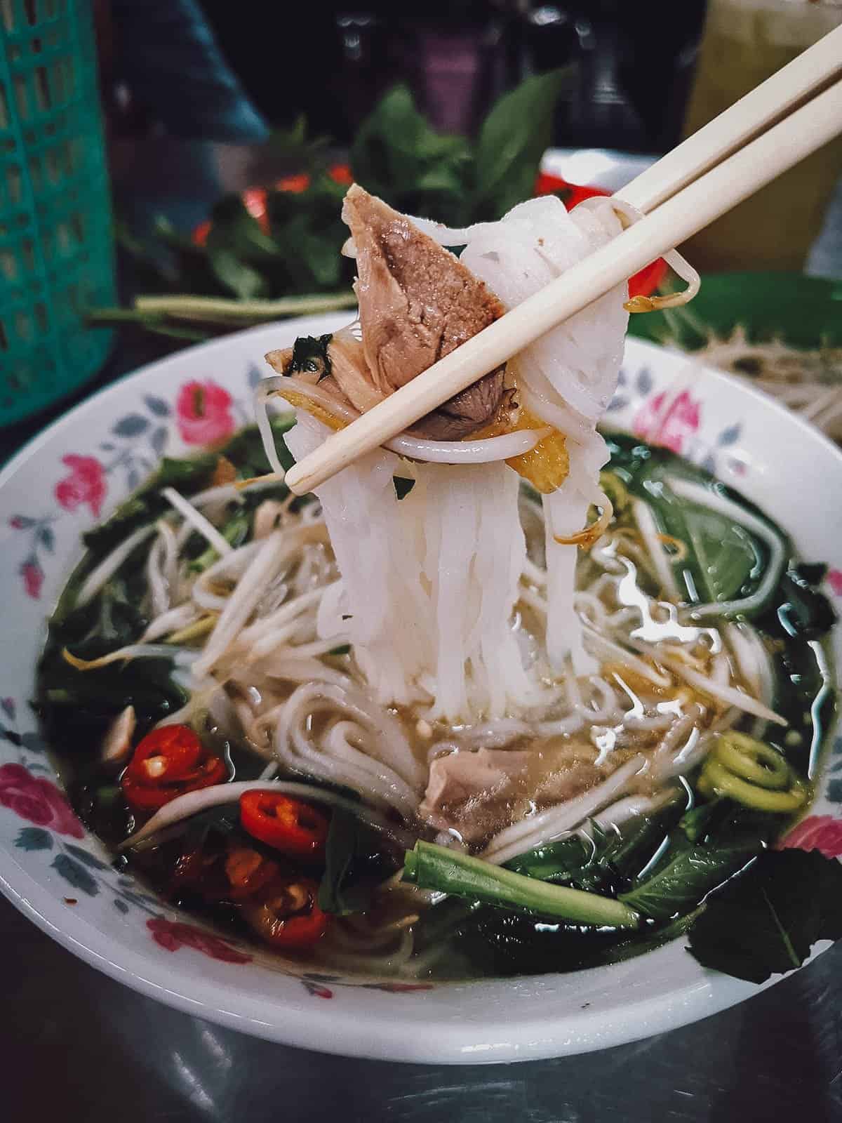 Bowl of pho at Pho Mien Ga Ky Dong in Ho Chi Minh City