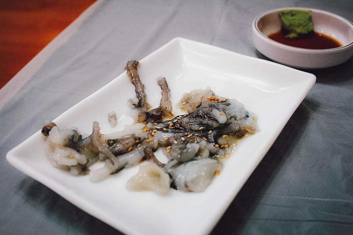Things to Eat in South Korea Sannakji or octopus sashimi