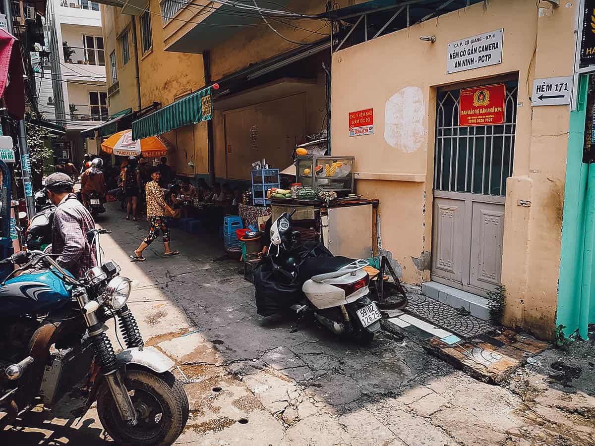 Alleyway with Mrs Truoc's Snail Stall in Ho Chi Minh City