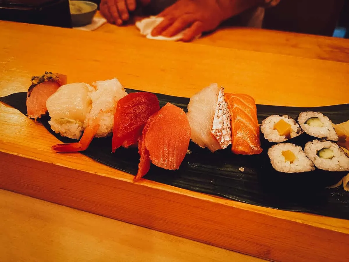 Lunch sushi set at Sushi Katsura in Tokyo, Japan