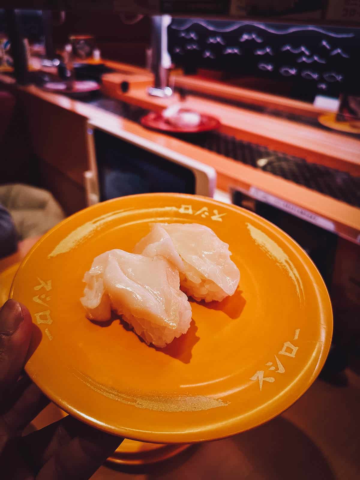 Sushi at Sushiro in Tokyo, Japan