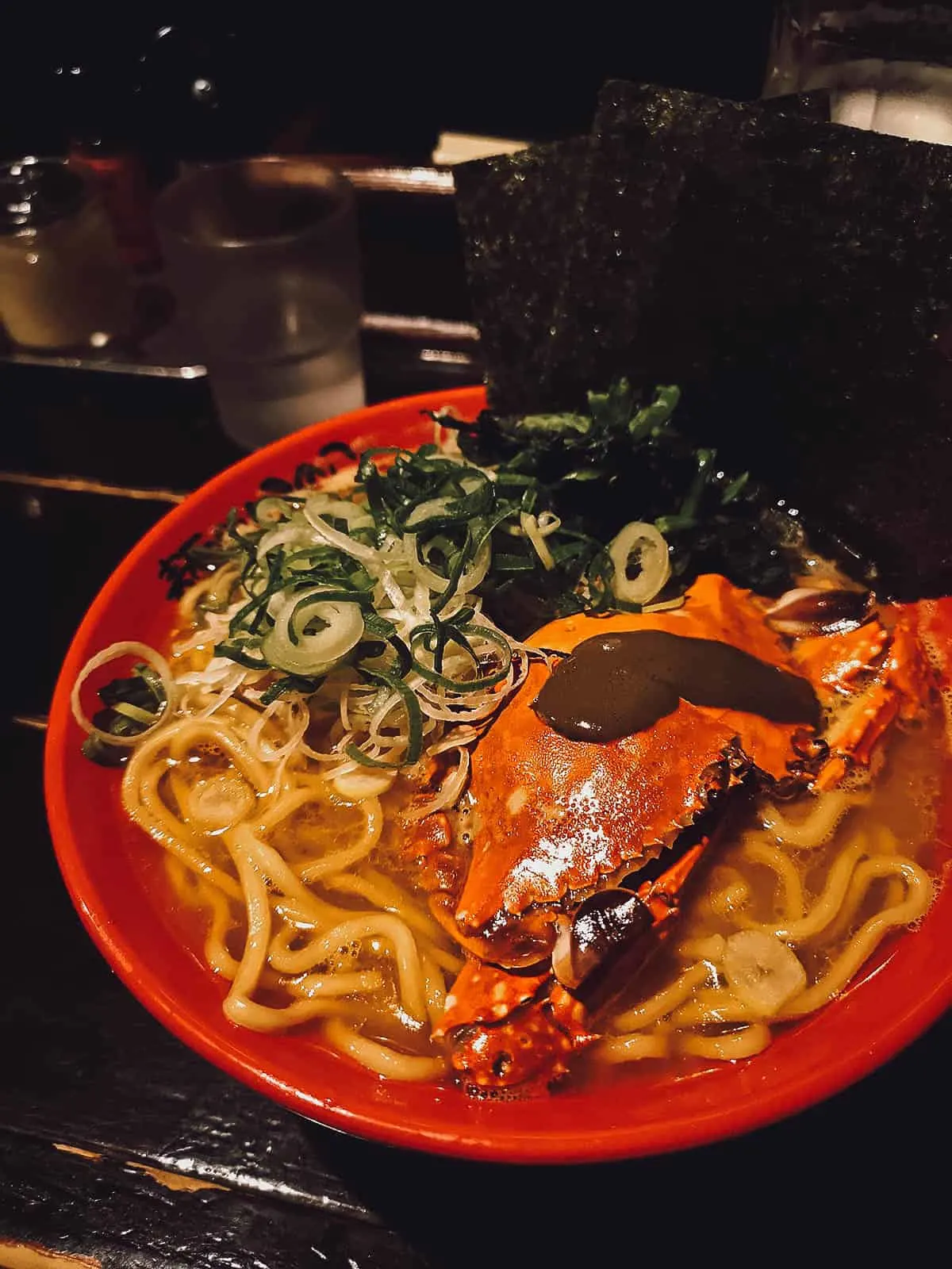 Bowl of ramen with crab