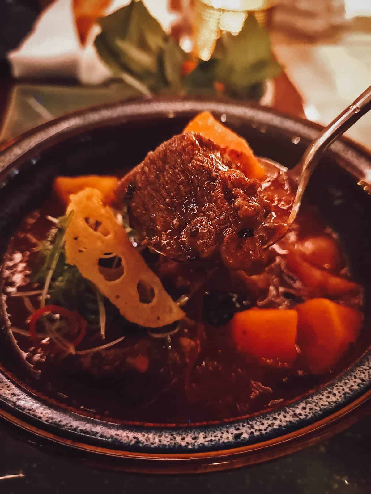 Braised wagyu beef cheek at Vietnam House Restaurant in Ho Chi Minh City