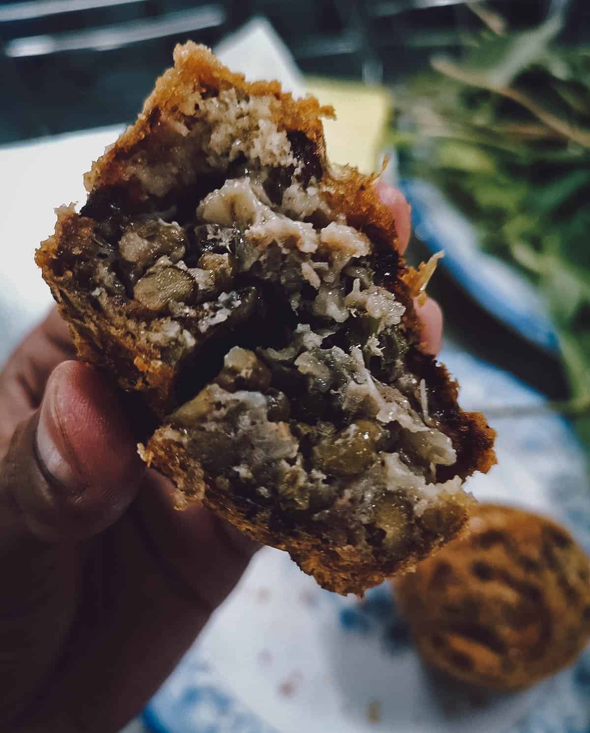 Banh cong in Can Tho, a popular Vietnamese street food dish in southern Vietnam