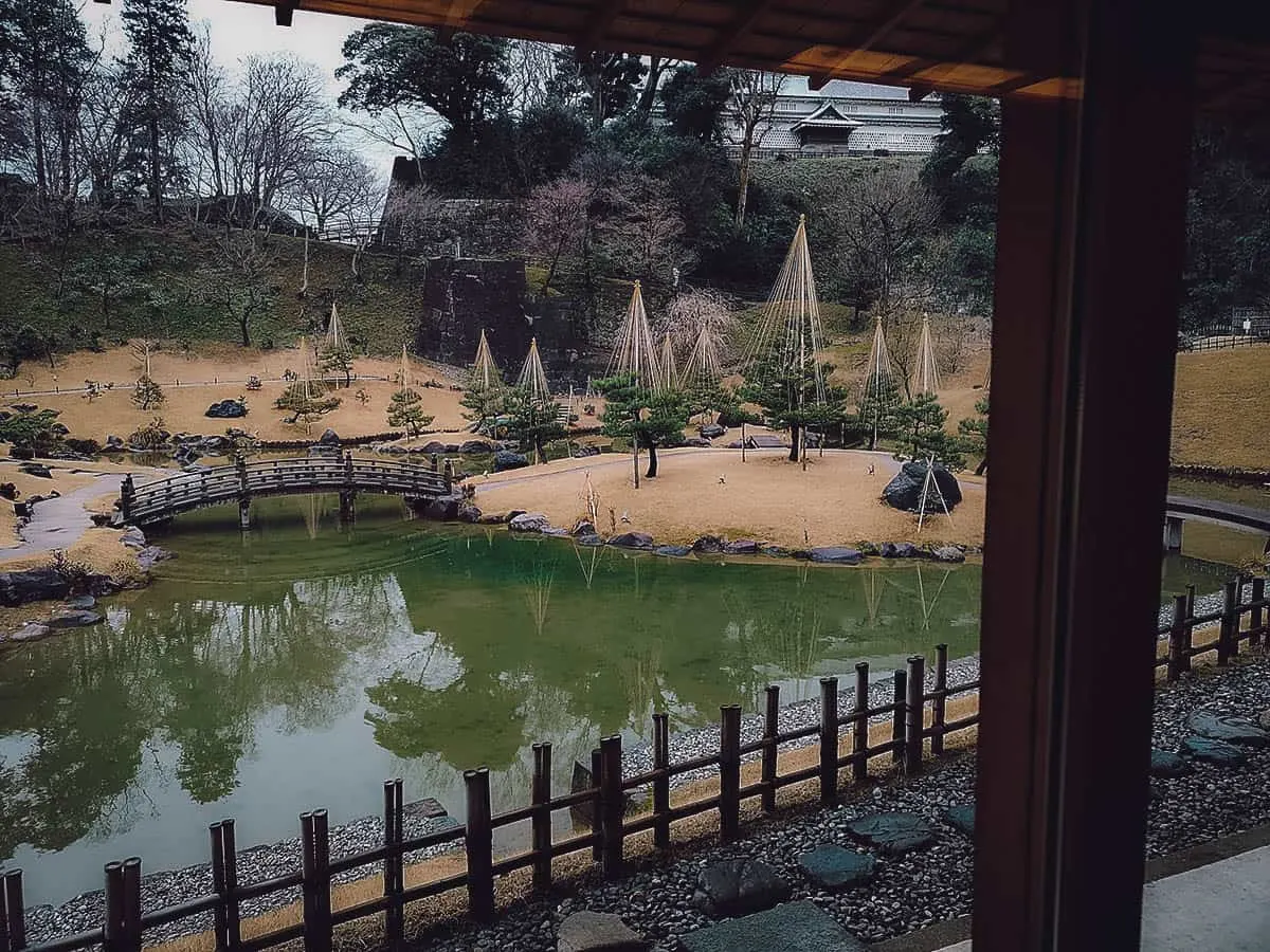 View of Gyokusen-Inmaru Garden from a restaurant in Kanazawa