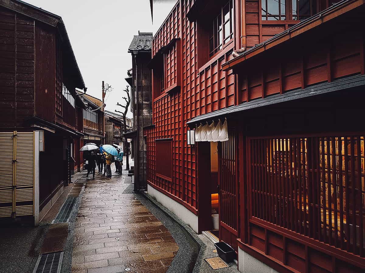 Higashi chayagai, the most famous geisha district in Ishikawa, Chubu, Japan