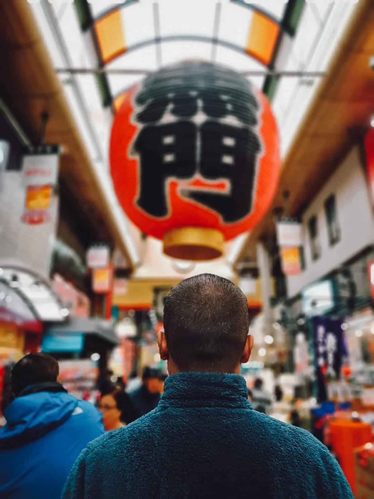 Inside the main hallway at Kuromon Ichiba Market