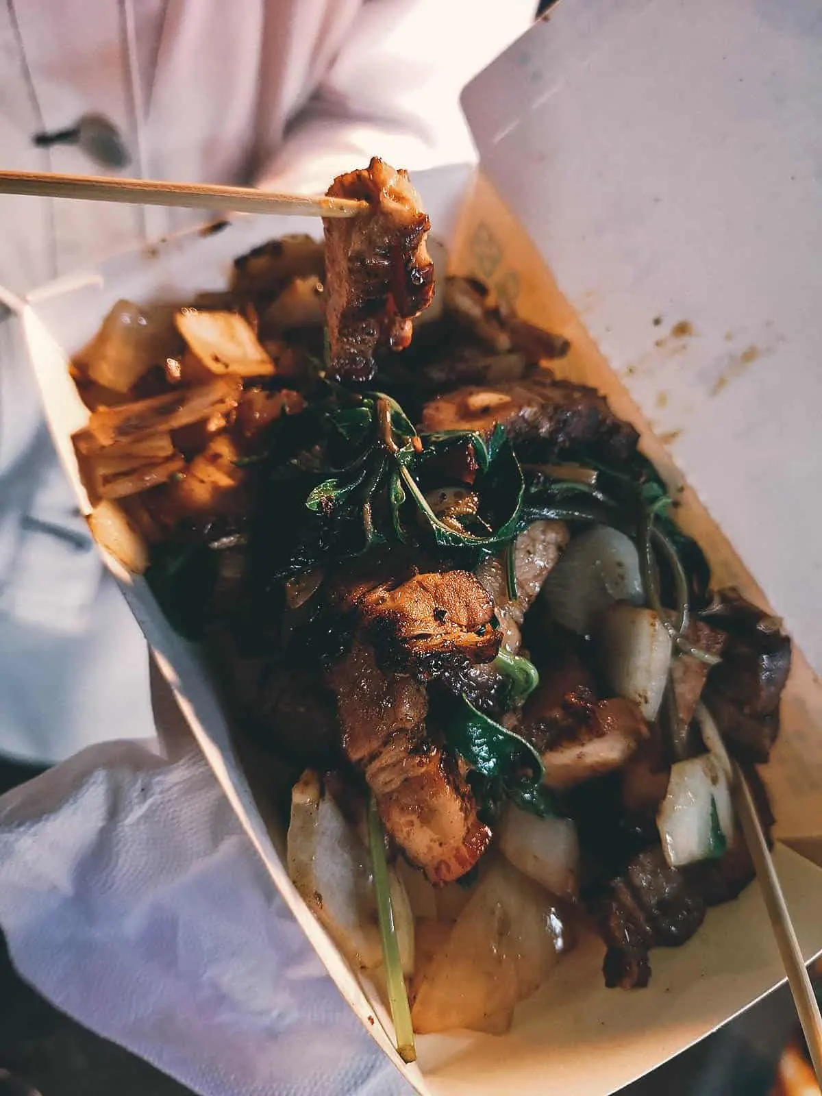 Pork belly dish at Wenhua Road Night Market in Chiayi, Taiwan