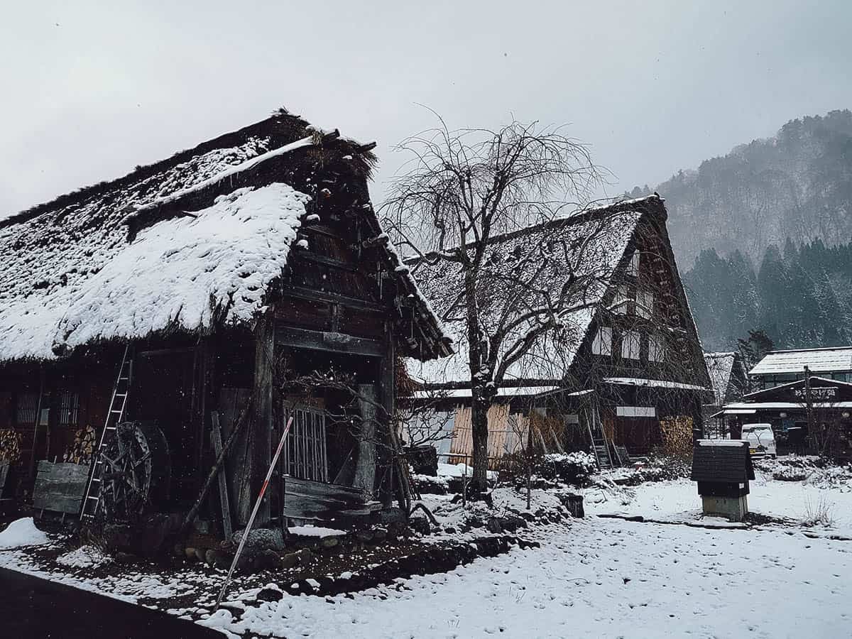 Shirakawa-go houses covered in snow