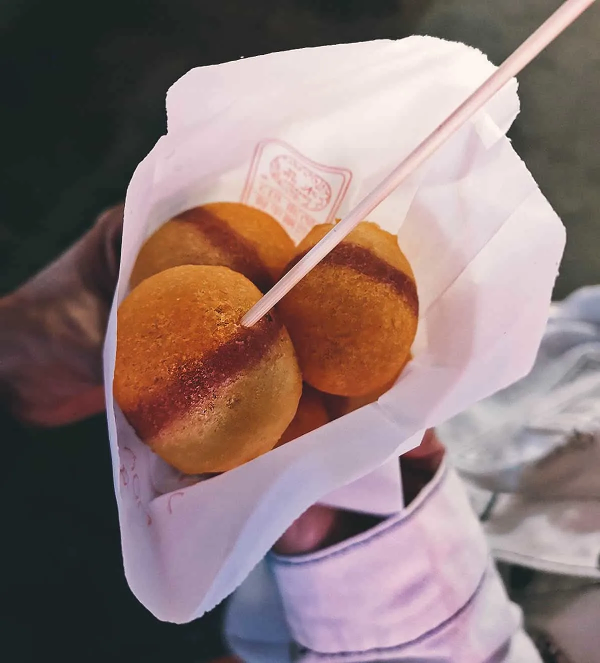 Sweet potato balls at Wenhua Road Night Market in Chiayi, Taiwan
