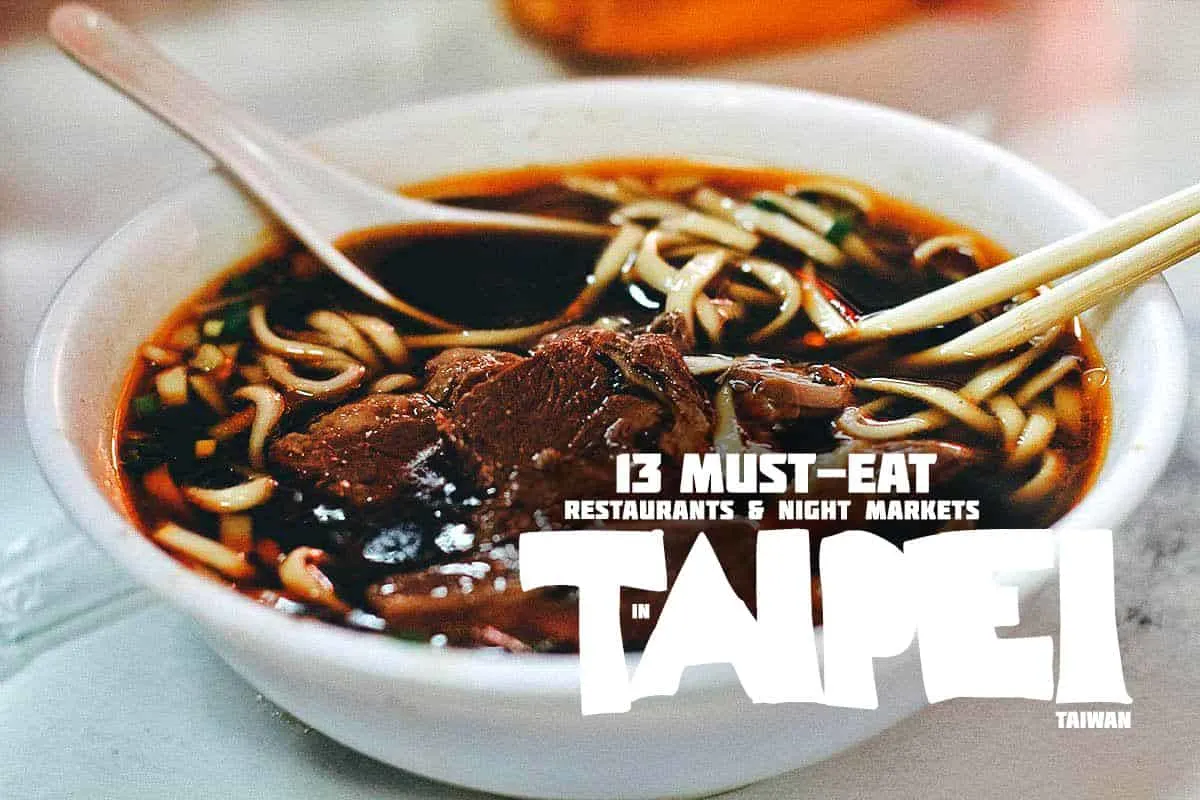 Bowl of beef noodle soup in Taipei