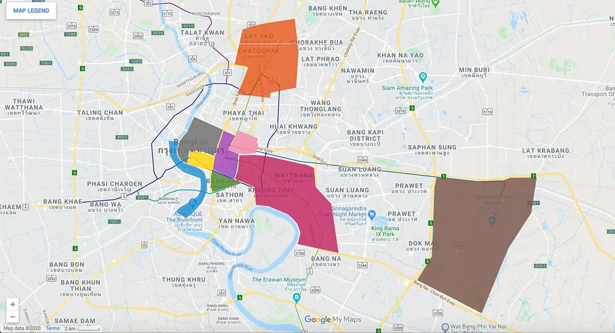 Bangkok area map