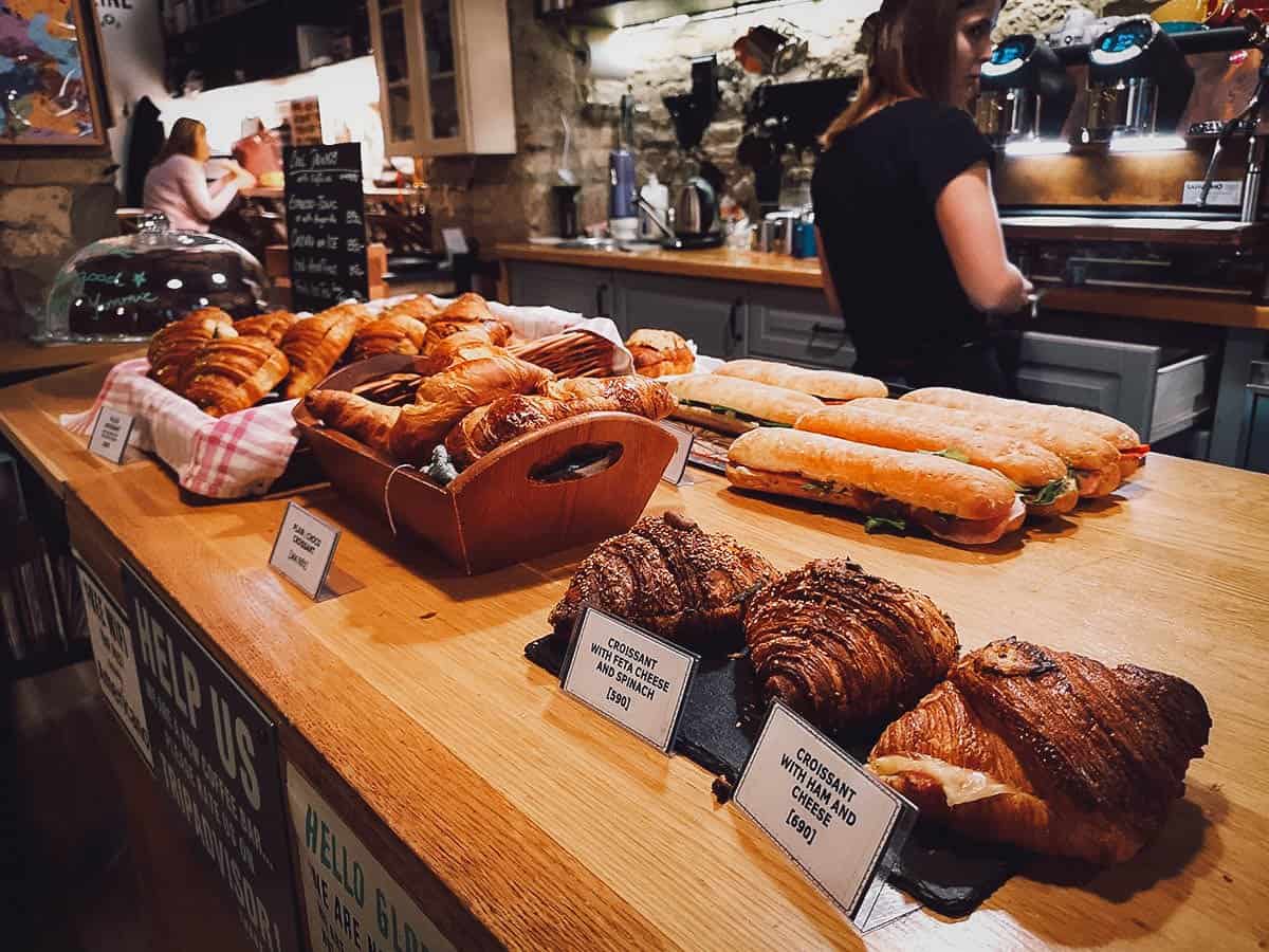 Selection of pastries at 9BAR cafe in Budapest