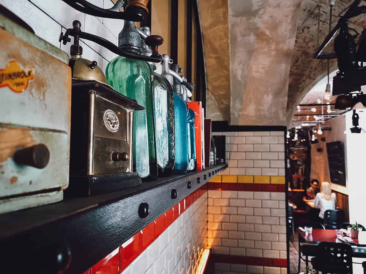 Dining room of Baltazar Grill and Wine Bar, a traditional Eastern European restaurant in District I, Budapest