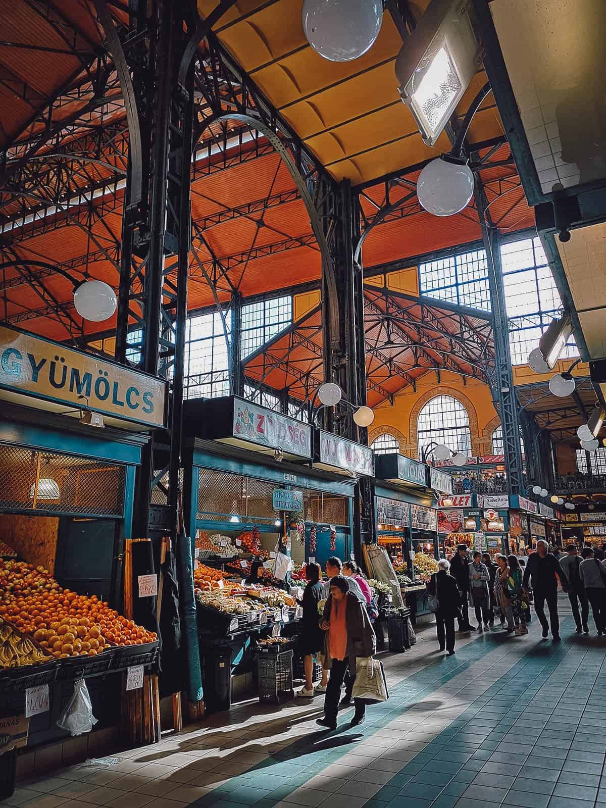 Inside the Great Market Hall in Budapest, Hungary