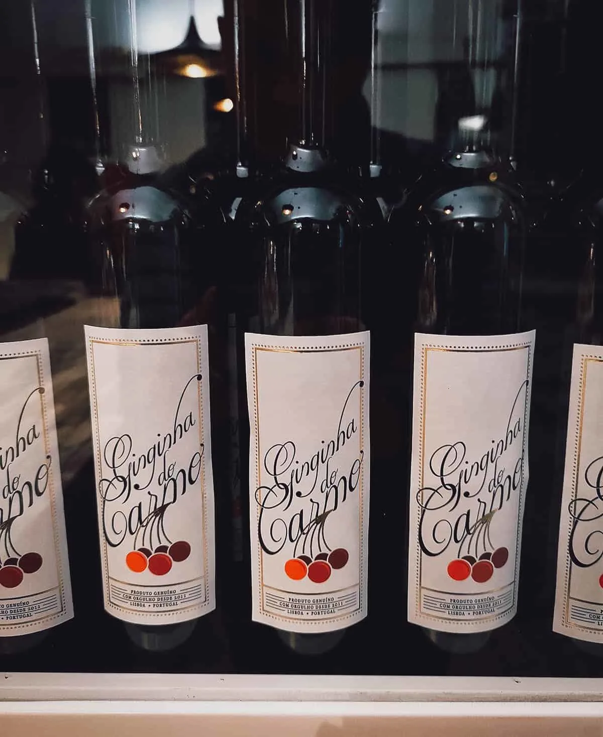 Portuguese Desserts Bottles of ginjinha, a Portuguese sour cherry liqueur