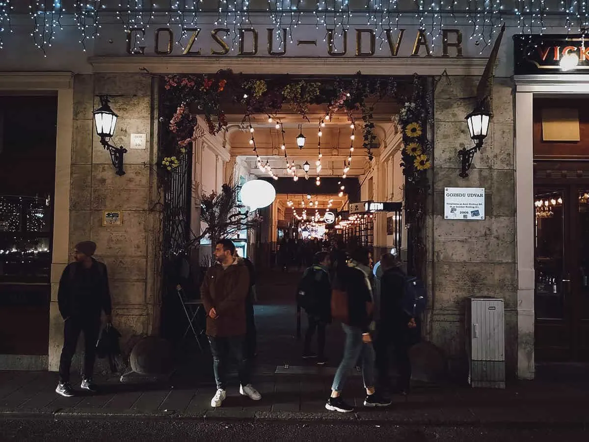Entrance to Gozsdu Udvar, home to some of the best restaurants in Budapest