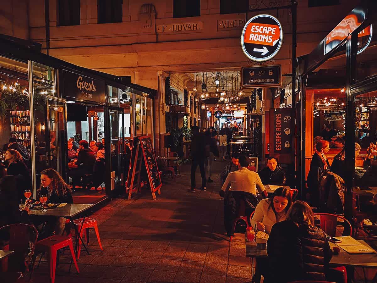 Restaurants at Gozsdu Udvar in Budapest, Hungary