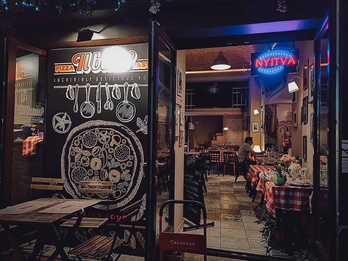 A peek into the dining room of Il Buco family restaurant, one of many Italian restaurants in Budapest