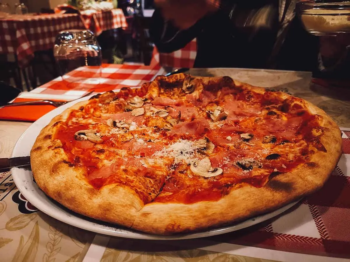 Italian pizza at Il Buco in Budapest, Hungary